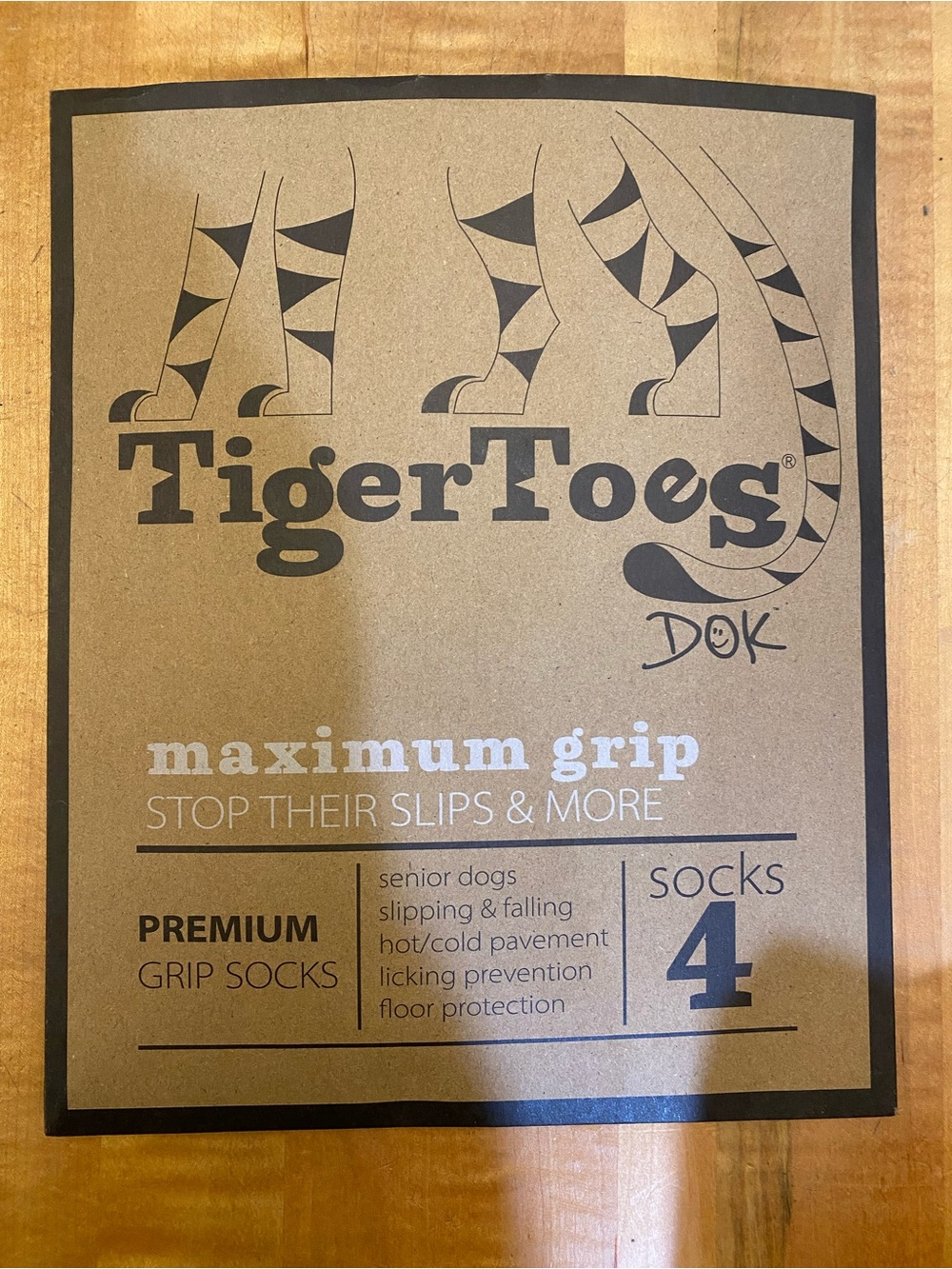 TigerToes Maximum Grip Premium Dog Grip Socks - Gray with black